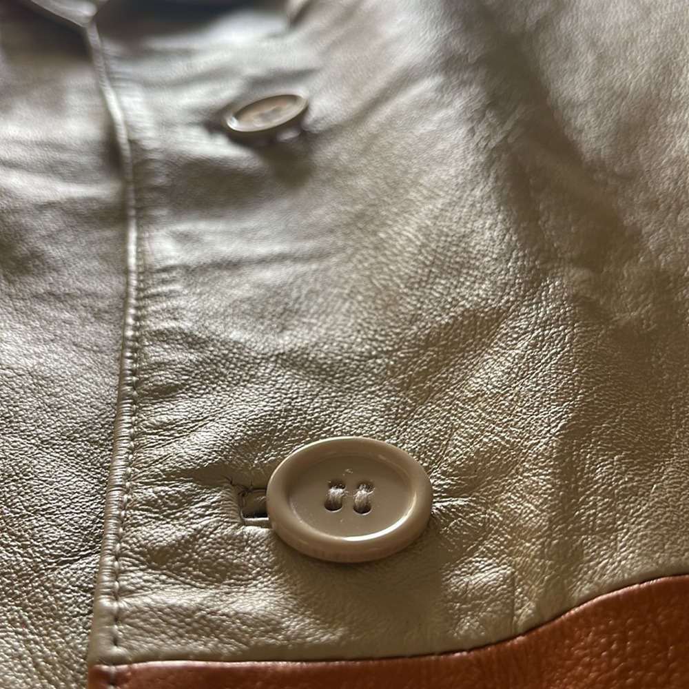 Scorpio color blocked tan and mustard leather jacket - Picture 8 of 8